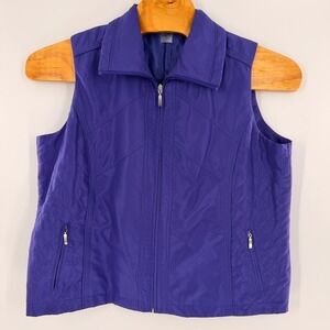 Allison Daley Womens Purple Quilted Full Zip Lightweight Vest Jacket Size 16